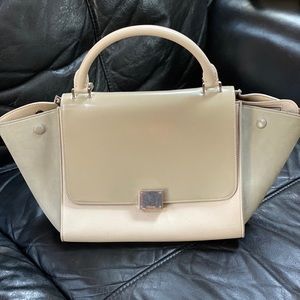 Celine trapeze drummed calfskin suede handbag